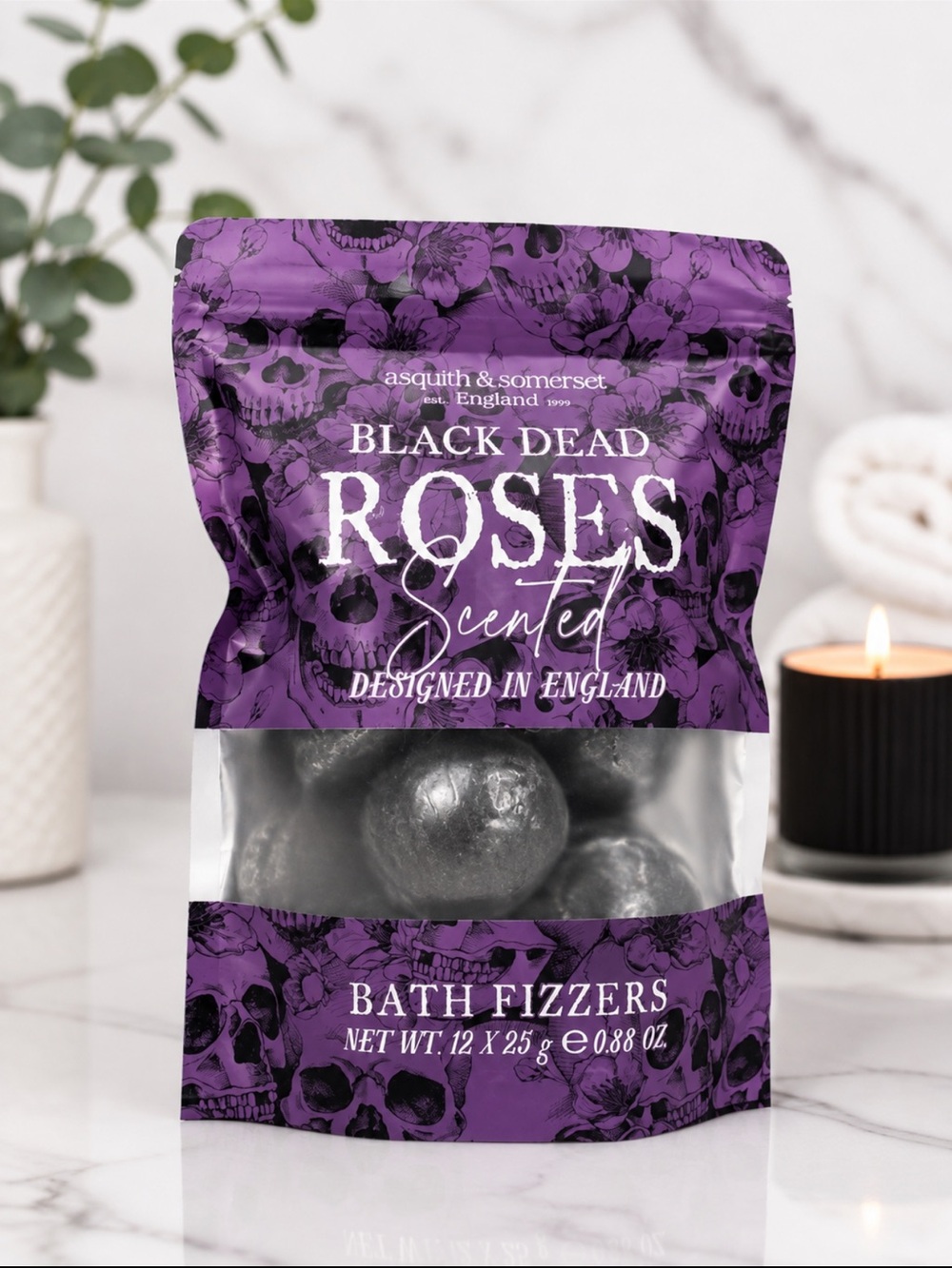 Asquith & Somerset Black Dead Roses Scented Bath Fizzers set of 12